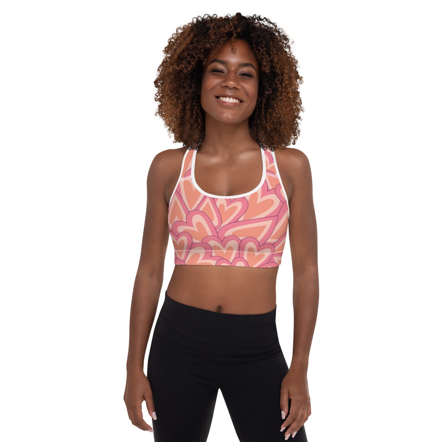 Pink Heart Padded Sports Bra - Lion3ss Dynasty Fitness Collection