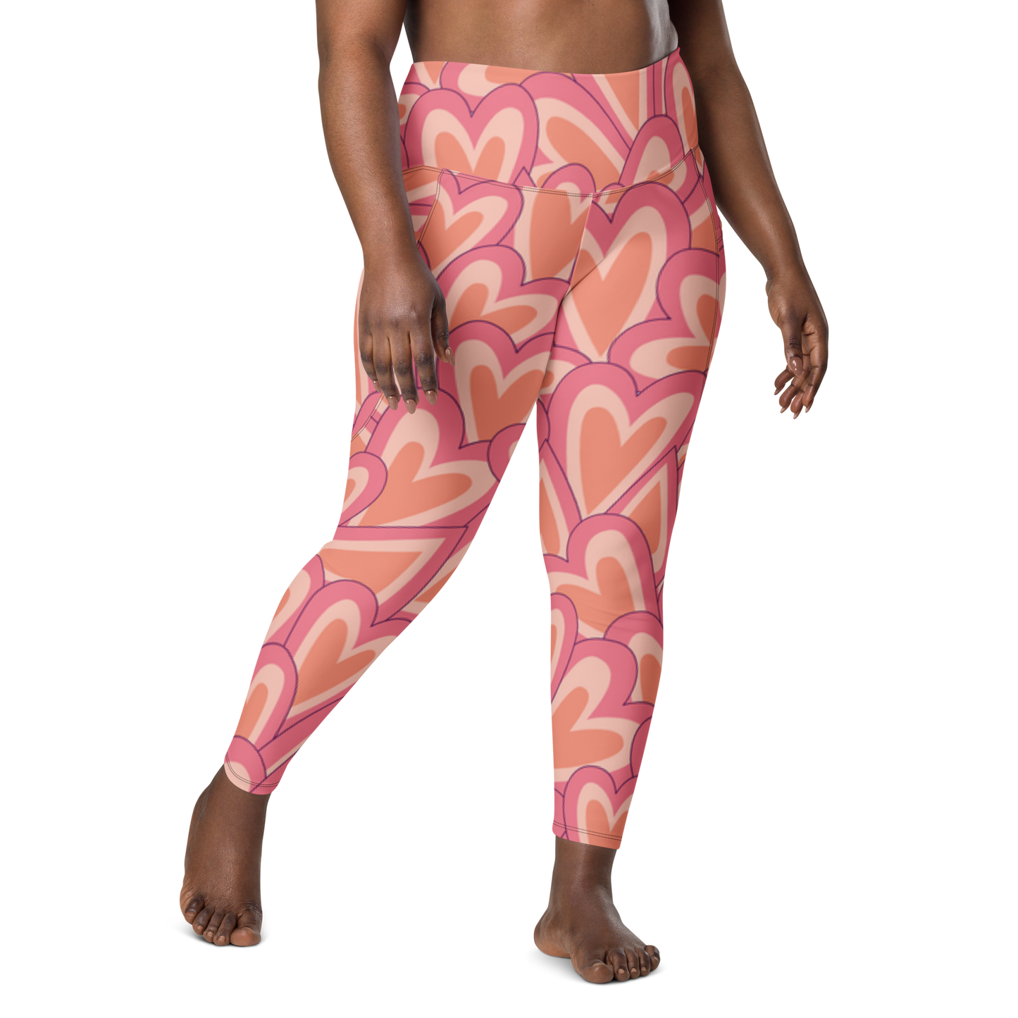 Pink Heart Leggings with pockets