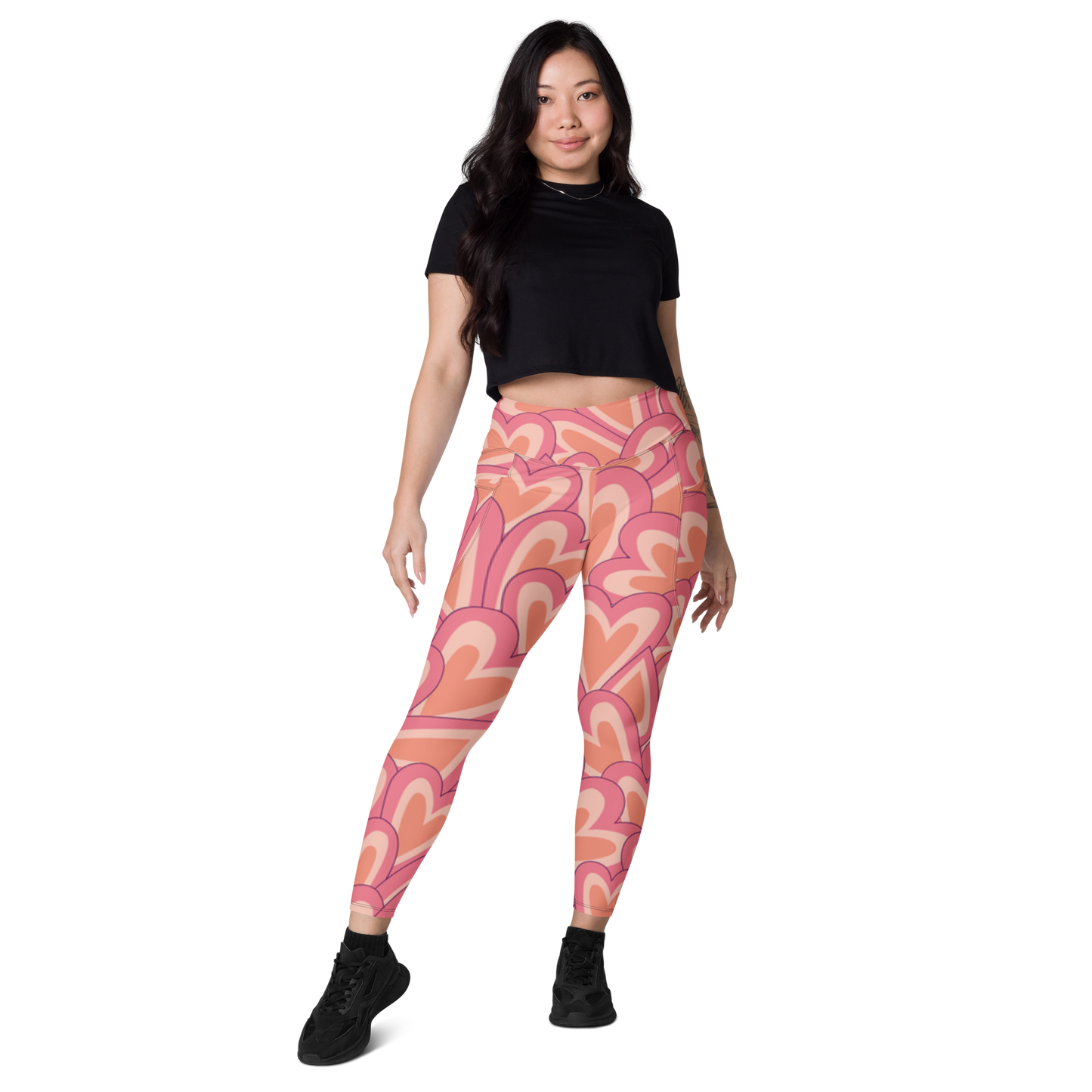 Pink Heart Leggings with pockets