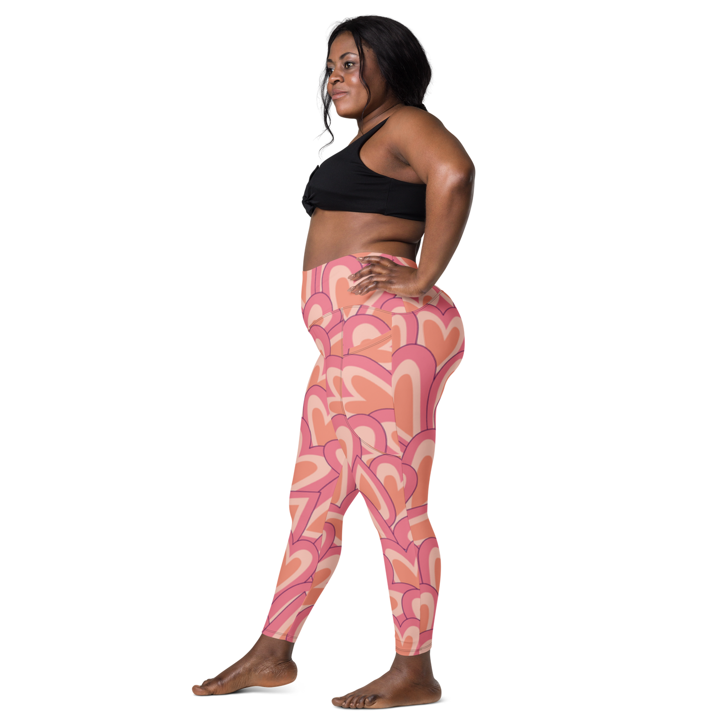 Pink Heart Leggings with pockets