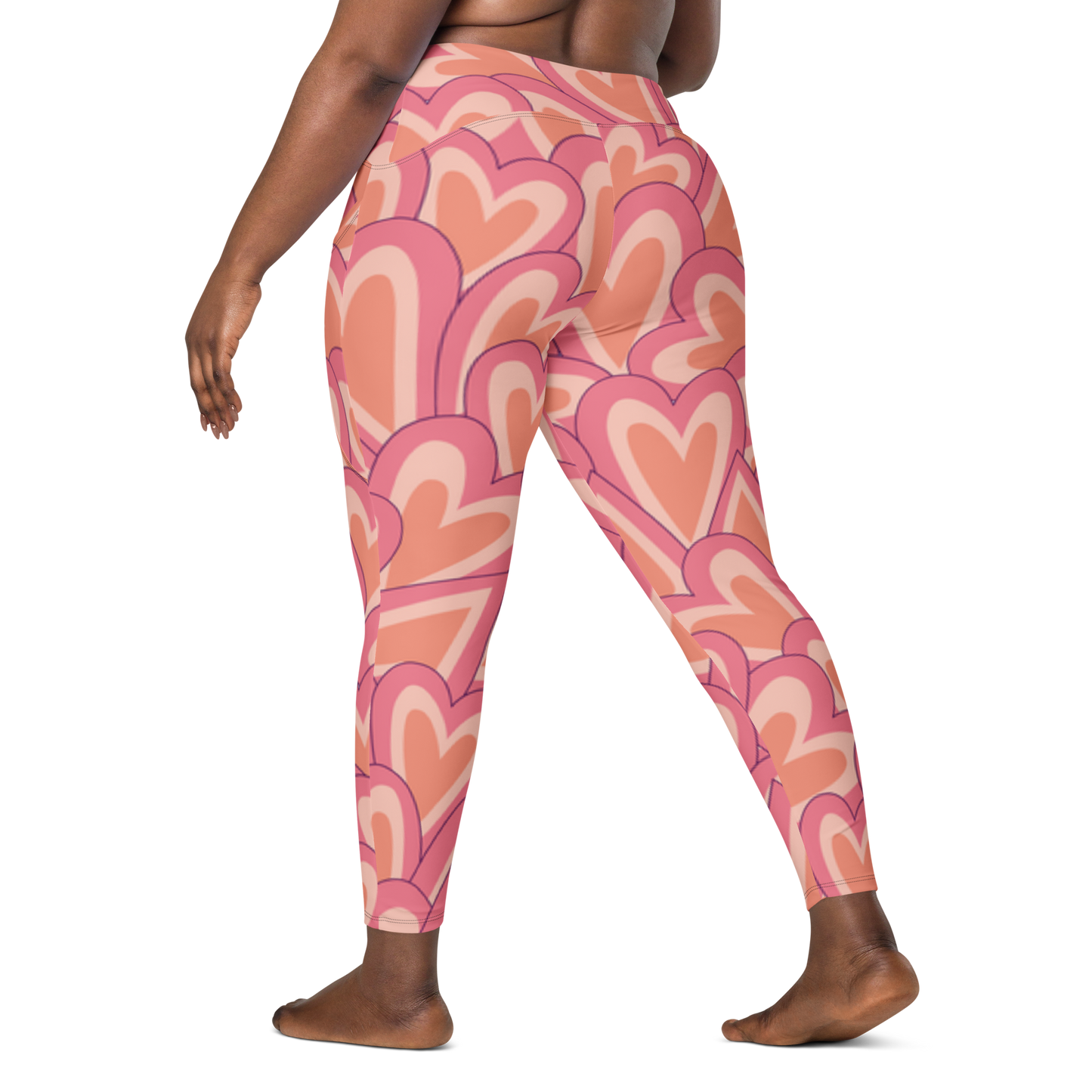 Pink Heart Leggings with pockets