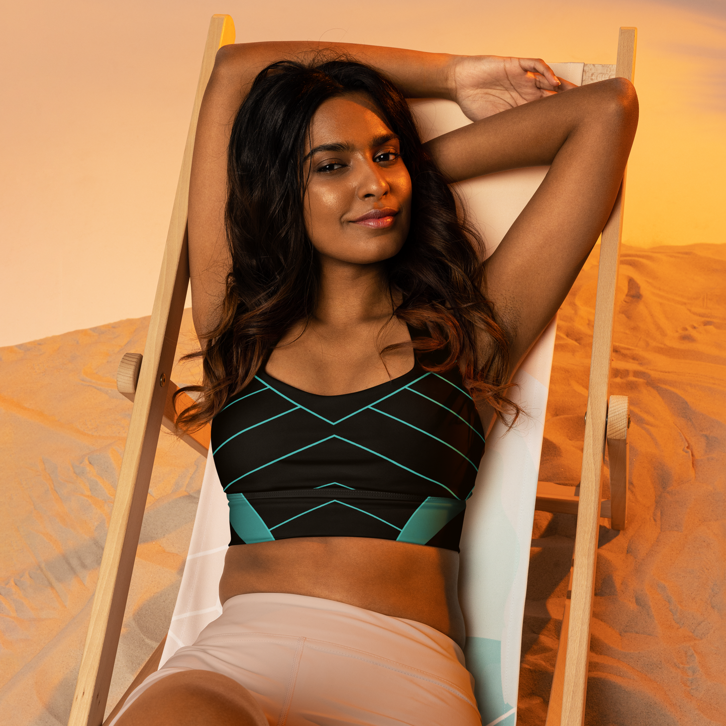 "Step outside your comfort zone" Teal Longline Padded Sports Bra