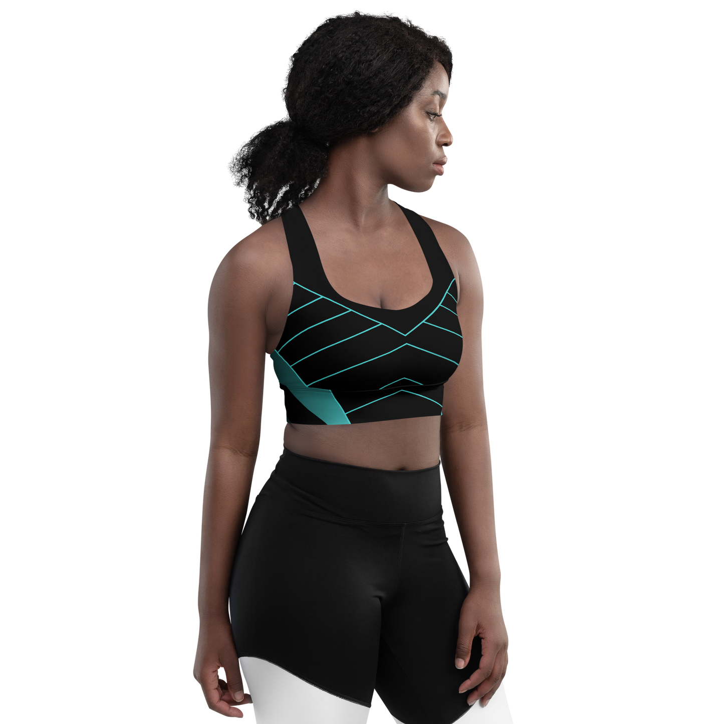 "Step outside your comfort zone" Teal Longline Padded Sports Bra