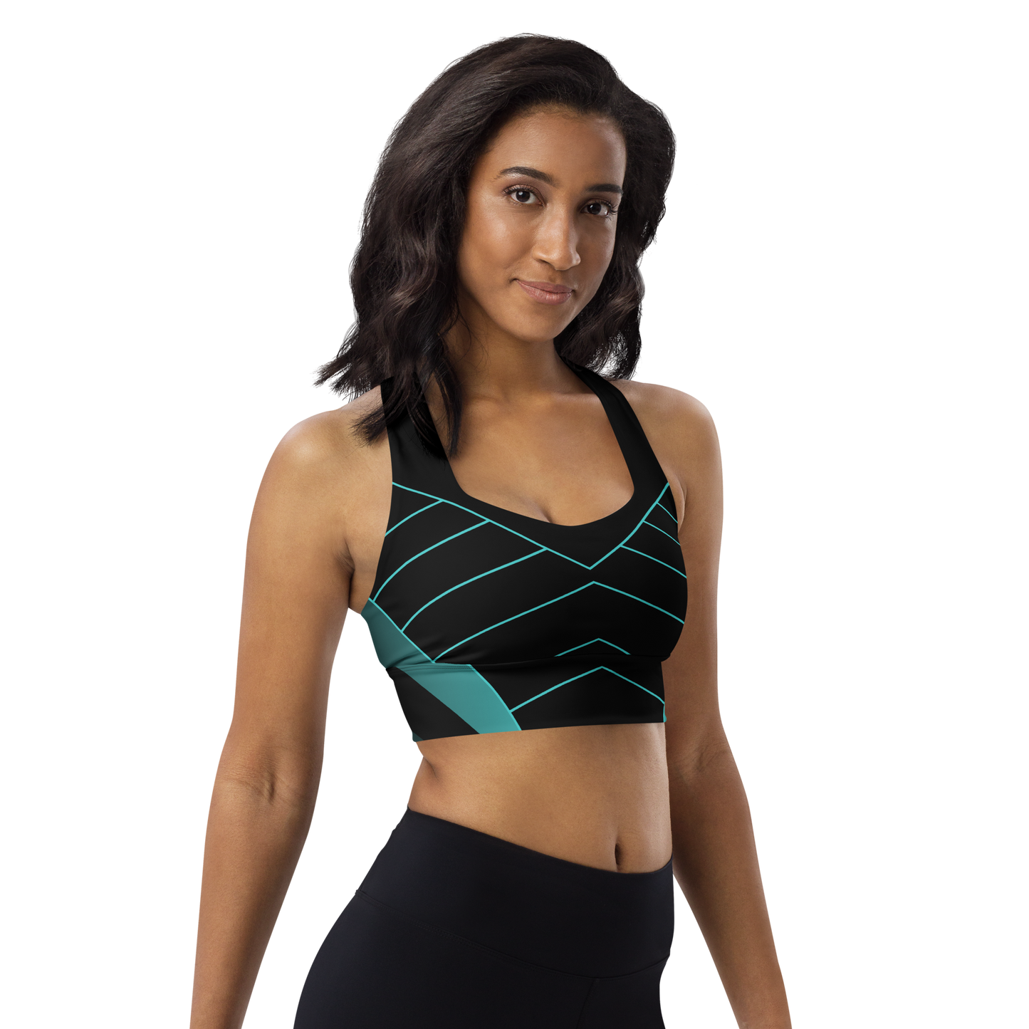 "Step outside your comfort zone" Teal Longline Padded Sports Bra